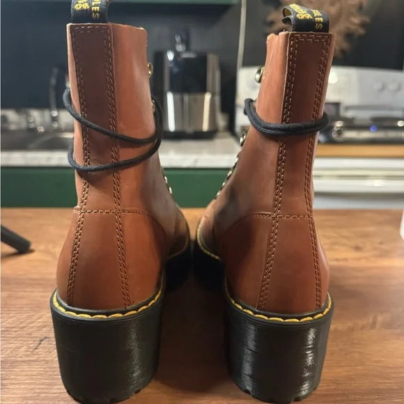 Dr. Martens Cognac Leather Combat Boots - Picture 9 of 10